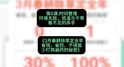第6节：时间管理环境天敌，低温与干旱&mdash;&mdash;看不见的杀手，课程：《3月春耕除草定全年：省钱、省药、不烧苗、少打两遍药的秘密》